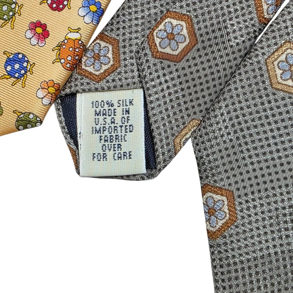 Gap Necktie‎ Lot 4 Mens OS Multicolor Silk Patterned Floral Geometric Ladybug